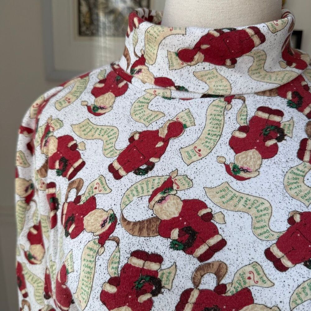 Vintage Cornerstone Santa Christmas List Turtleneck XL